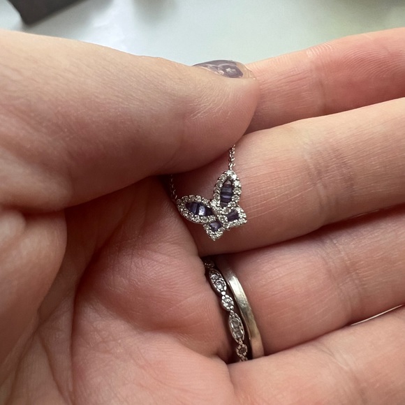 Nicole rose jewelry diamond purple sapphire butterfly necklace - Picture 6 of 16